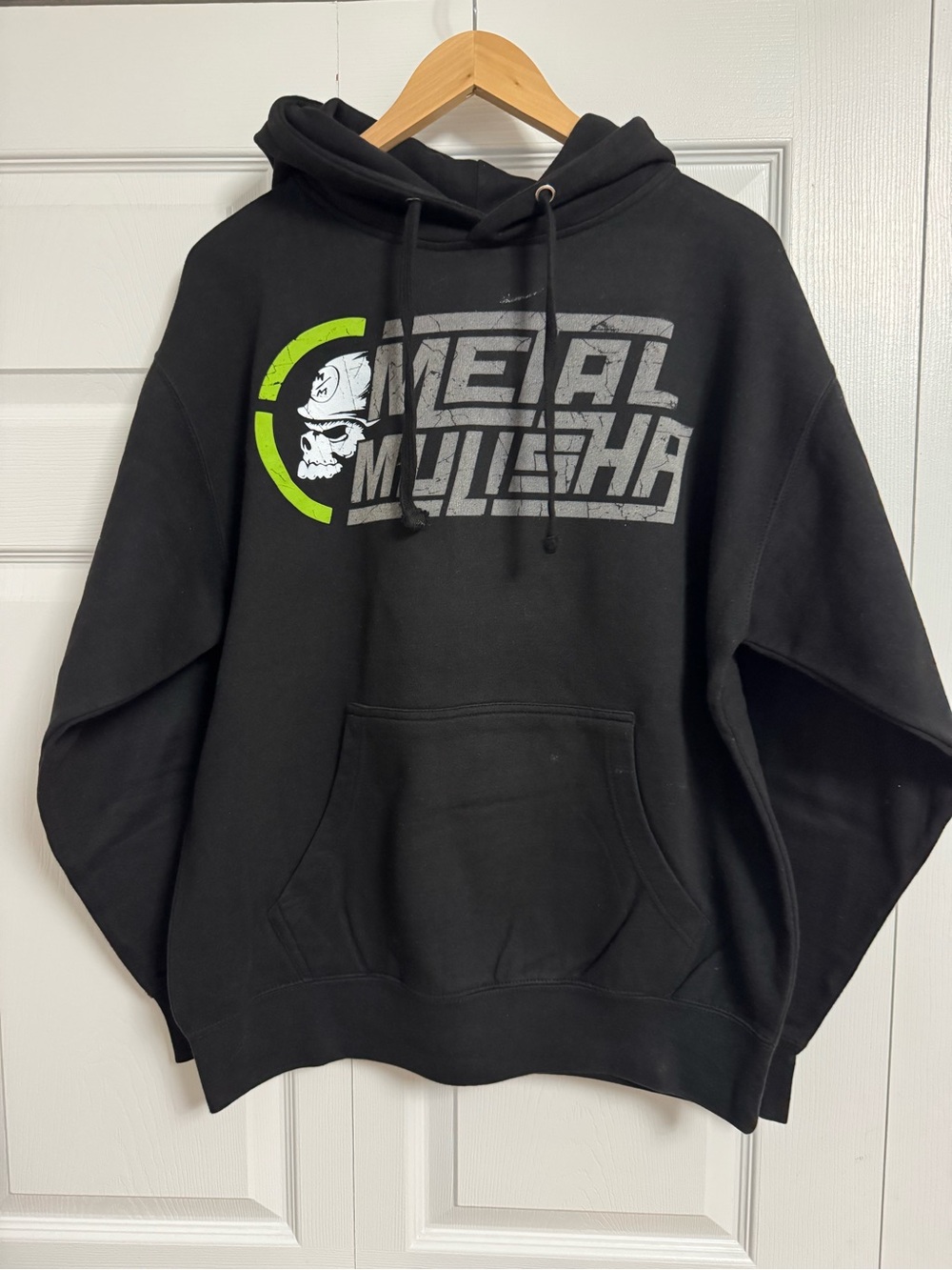 Metal Mulisha Black Hoodie with Neon Green & Gray Graphic